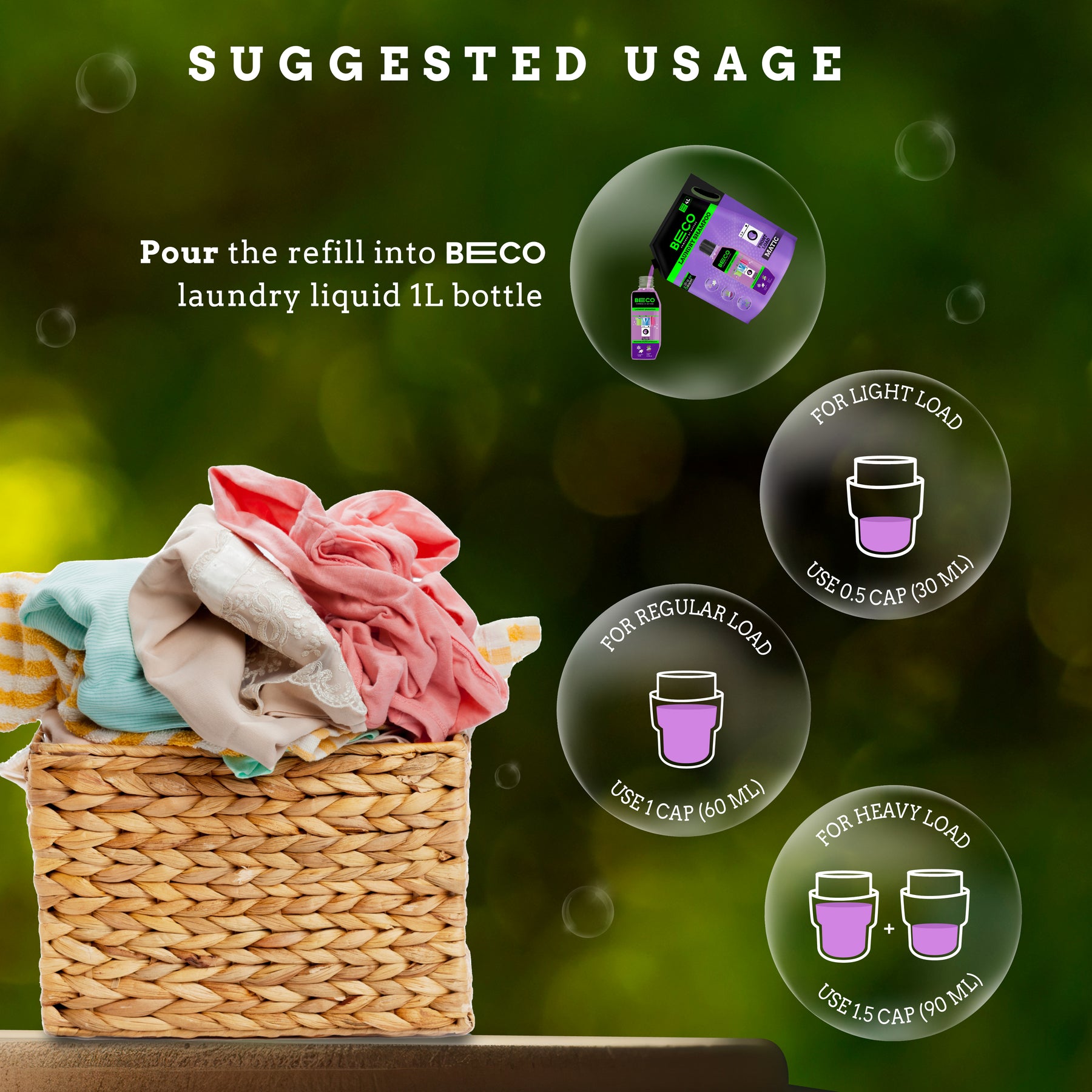 Beco Laundry Cleaner Liquid Shampoo Front Load 4 Ltr Refill.