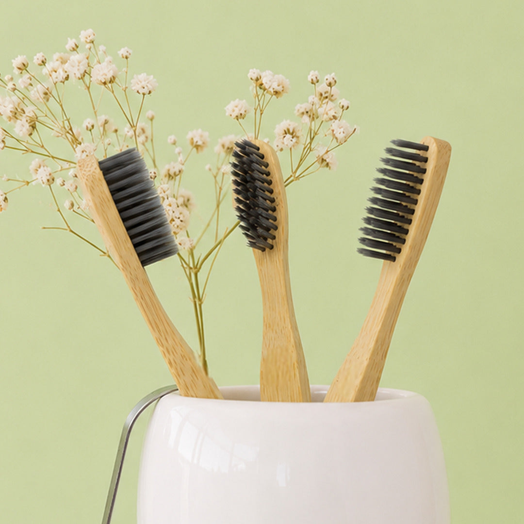 Bamboo Toothbrush with Activated Charcoal Bristles, Single