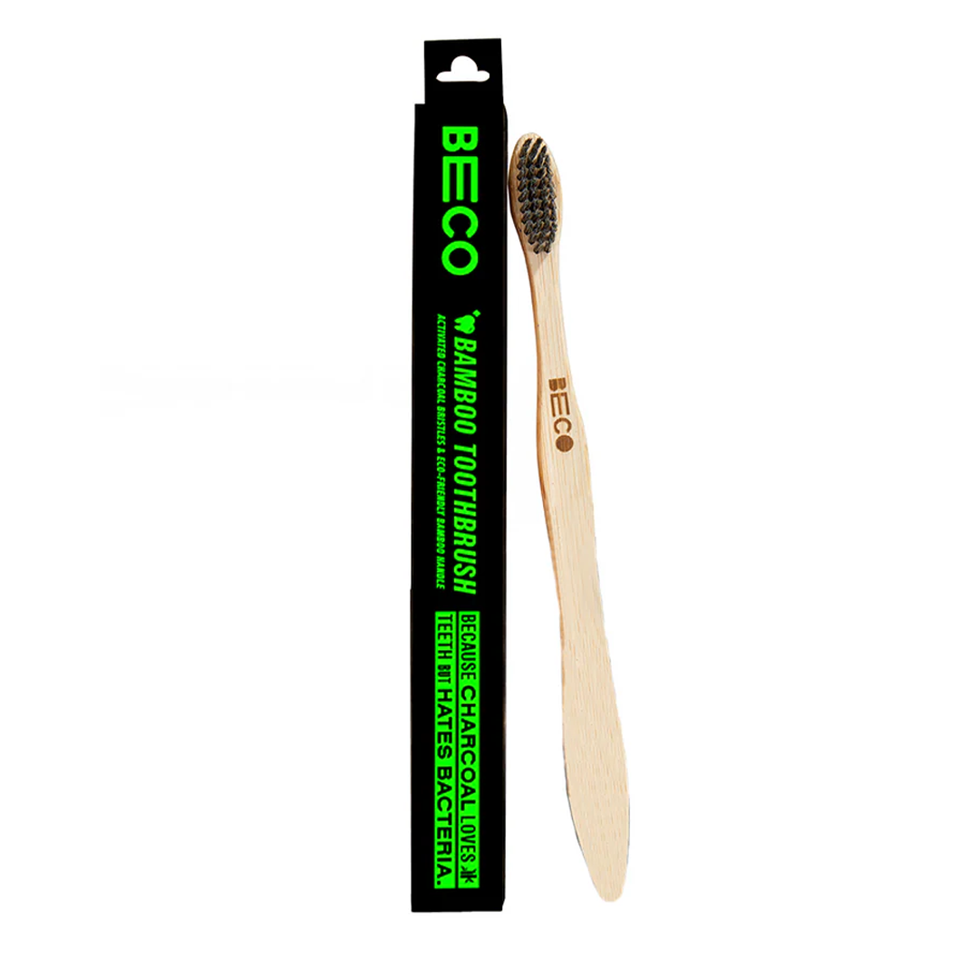 Bamboo Toothbrush with Activated Charcoal Bristles, Pack of 4