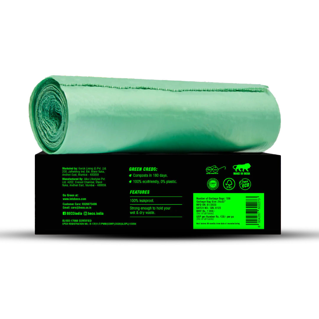 Compostable Garbage Bags - Large - 10 bags/roll
