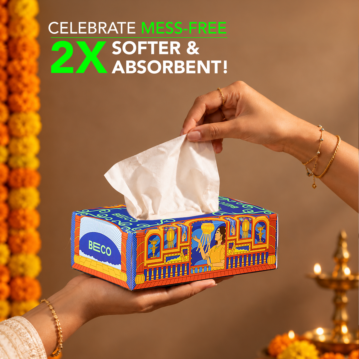 Colourful Diwali Facial Tissue Box