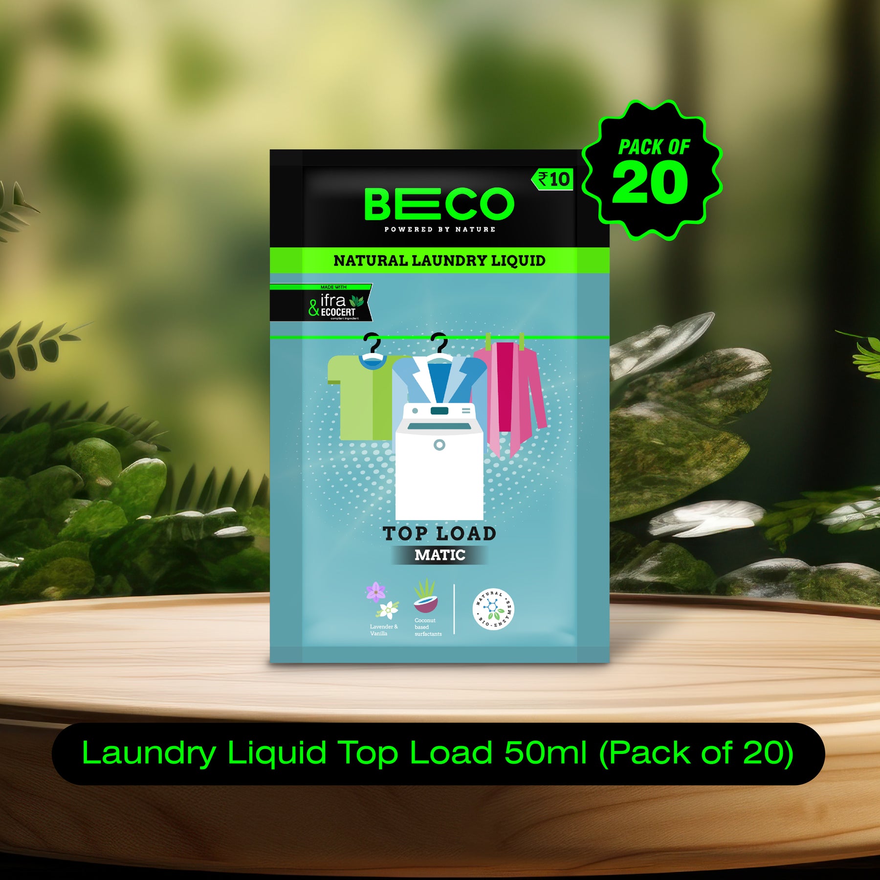 Natural Laundry Liquid Top Load 50 ML Sachet (pack of 20)
