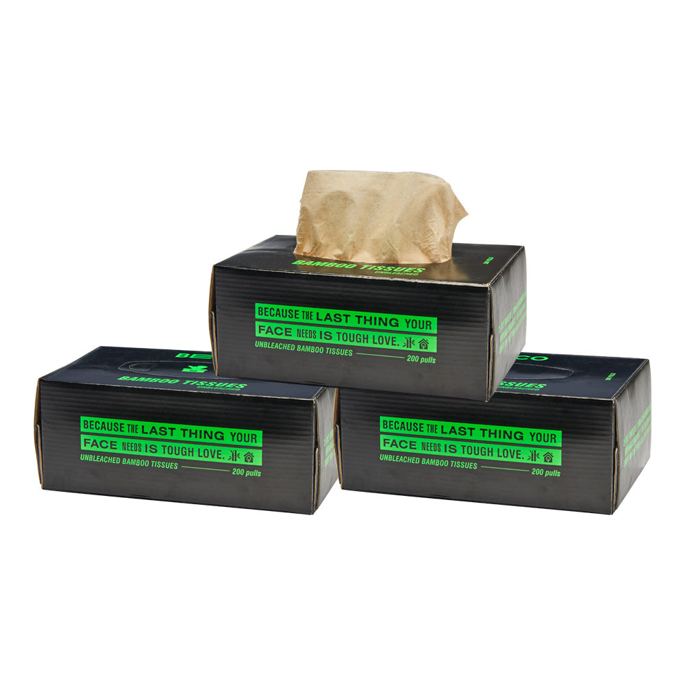 Bamboo Facial Tissues - Pack of 3 - 200 pulls/box | Beco