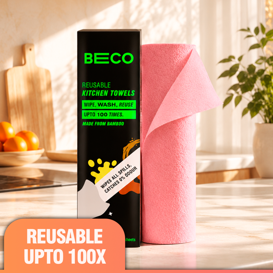 Reusable Bamboo Kitchen Towel Pink - 20 Sheets