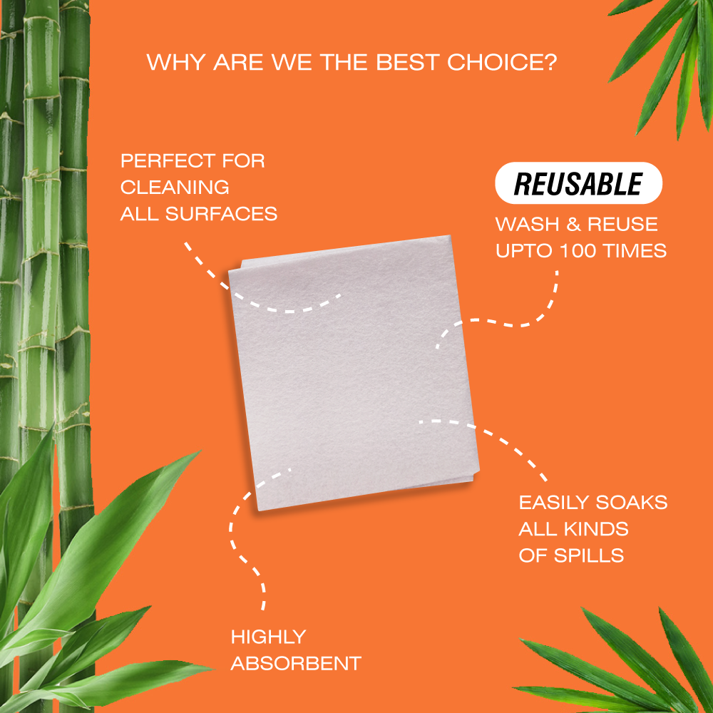Reusable Bamboo Kitchen Towel - Trial Pack - 3 Sheets | Pack of 2 !