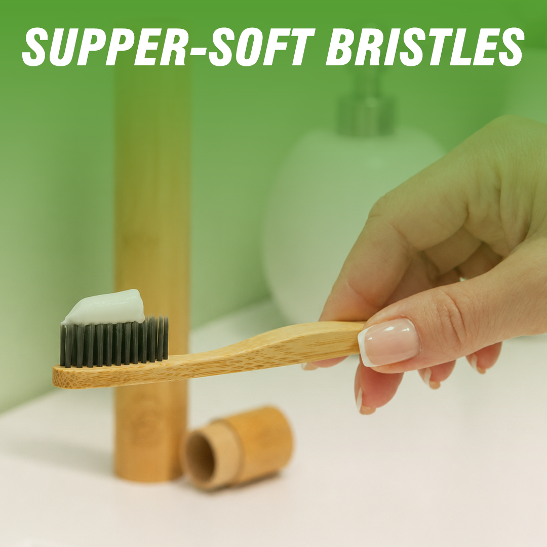 Bamboo Toothbrush with Activated Charcoal Bristles, Single