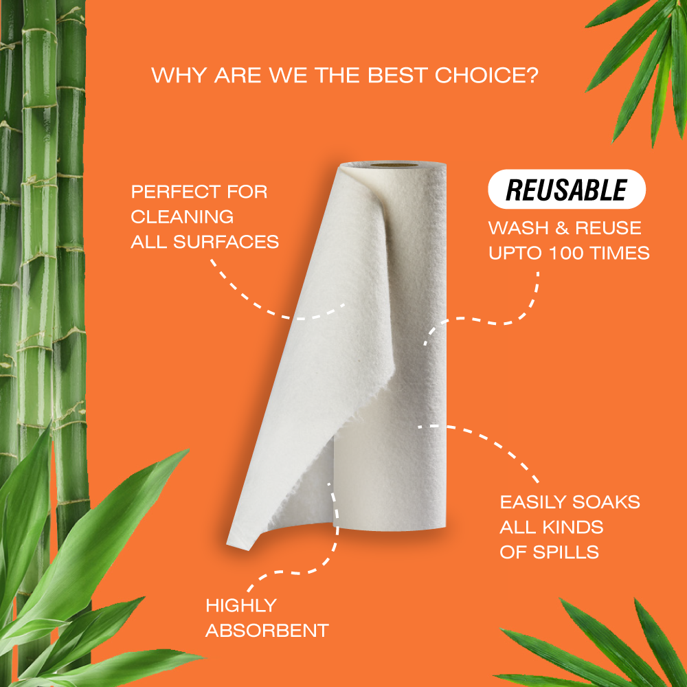 Reusable Bamboo Kitchen Towel - 20 Sheets | Pack of 2