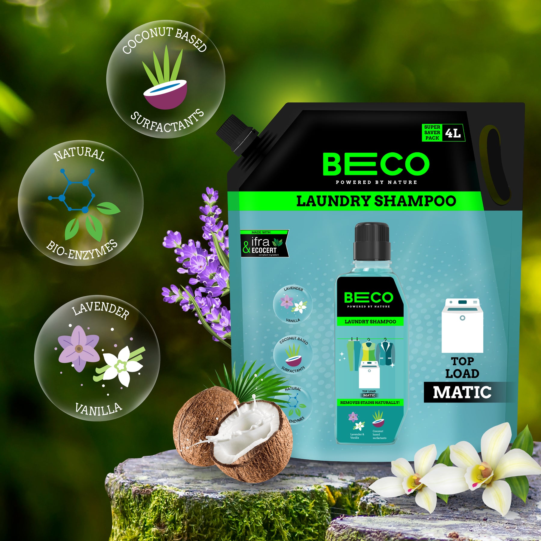 Beco Laundry Cleaner Liquid Shampoo Top Load 4 Ltr Refill_