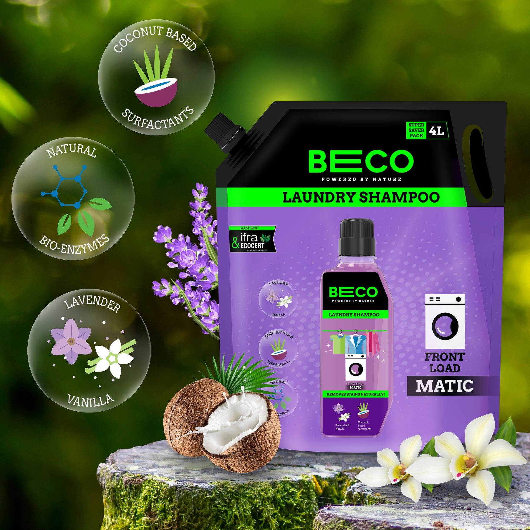 Beco Laundry Cleaner Liquid Shampoo Front Load 4 Ltr Refill