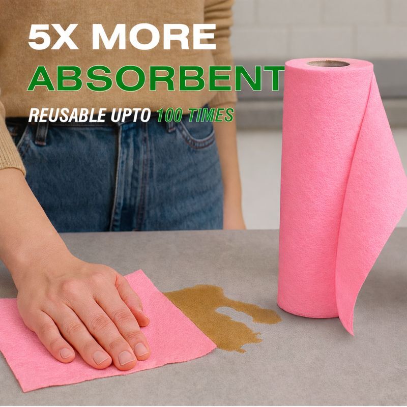Reusable Bamboo Kitchen Towel Pink - 20 Sheets