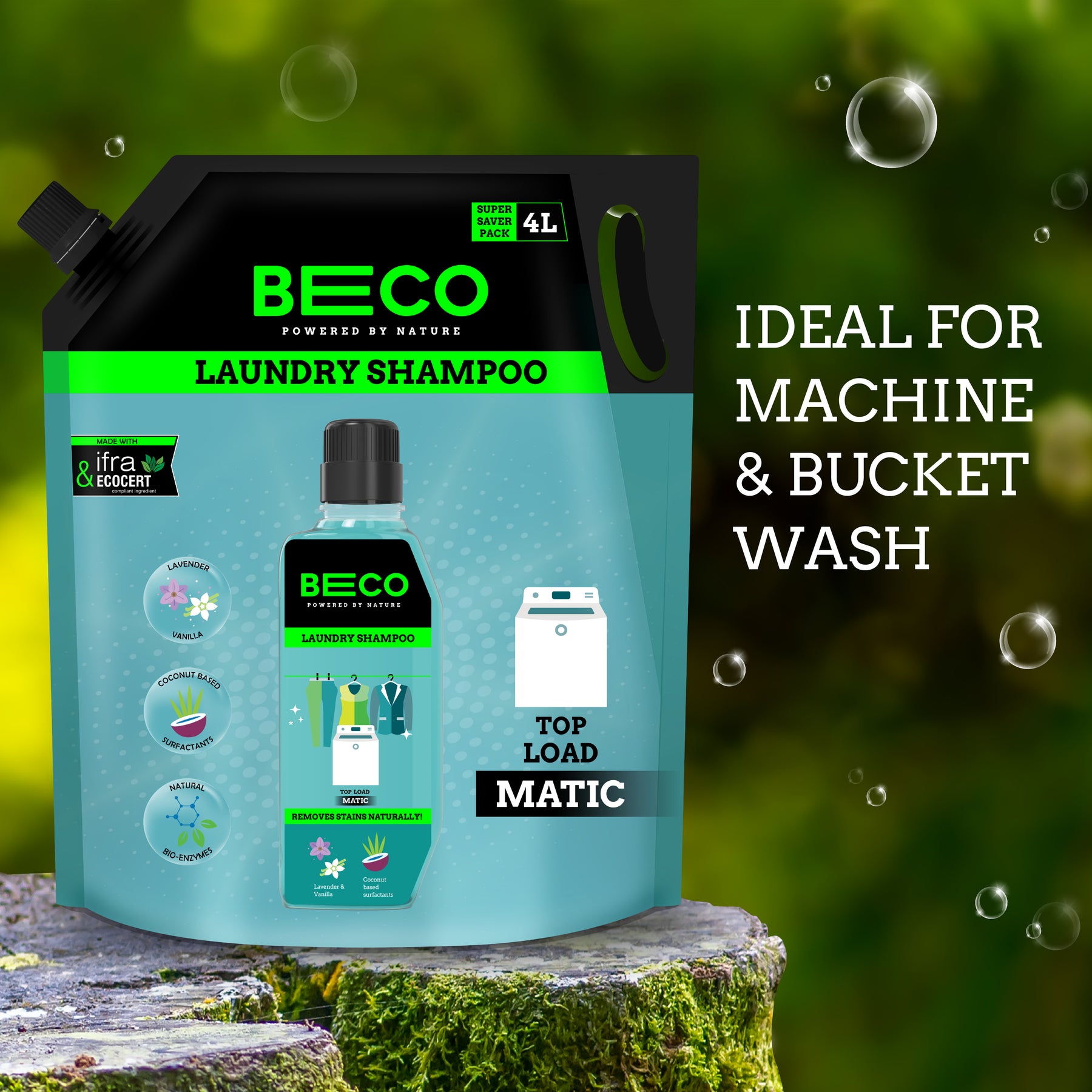 Beco Laundry Cleaner Liquid Shampoo Top Load 4 Ltr Refill_