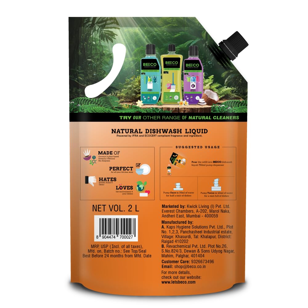 Natural Dishwash Liquid Refill - 2 litre_