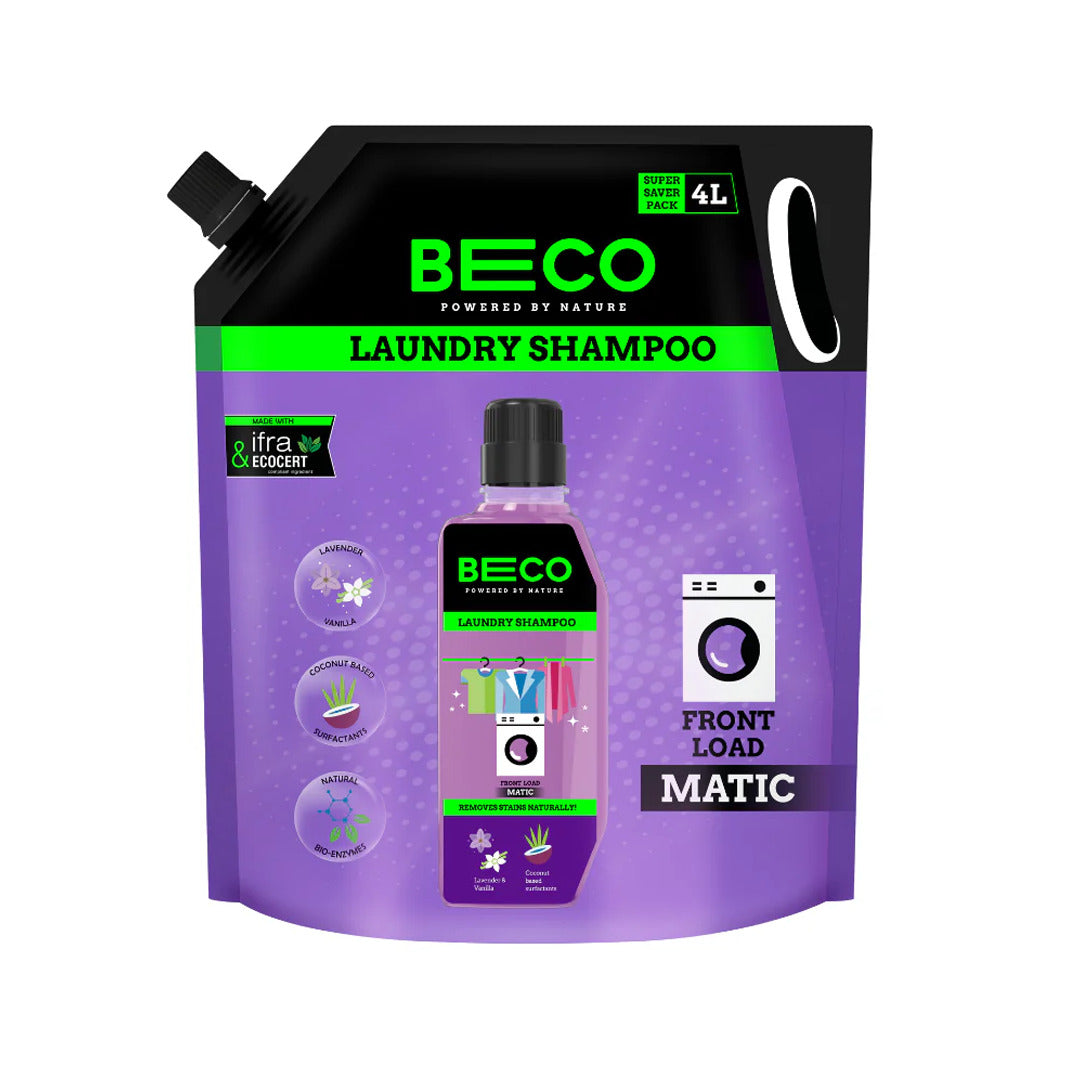 Beco Laundry Cleaner Liquid Shampoo Front Load 4 Ltr Refill