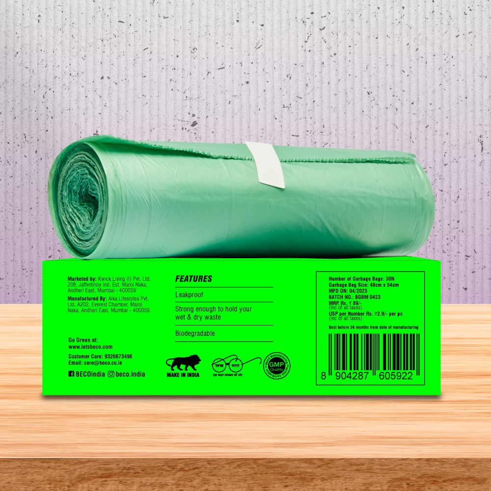 Biodegradable Garbage Bags - Medium - 30 bags/roll_