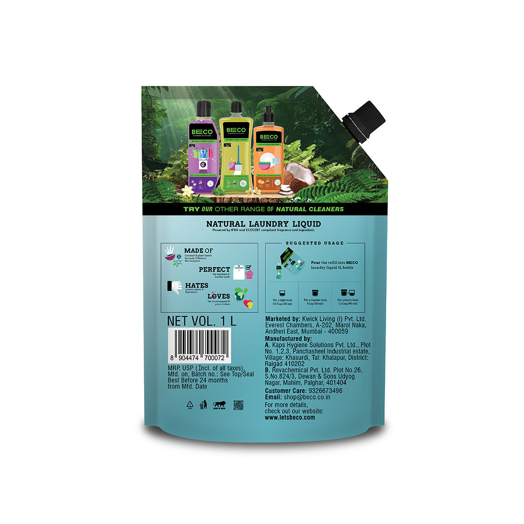 Natural Laundry Cleaner Liquid Refill | Top Load - 1 litre