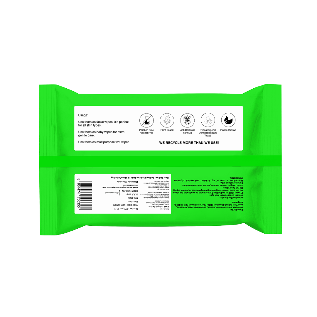 Aloe Infused Bamboo Wet Wipes | Pack of 2