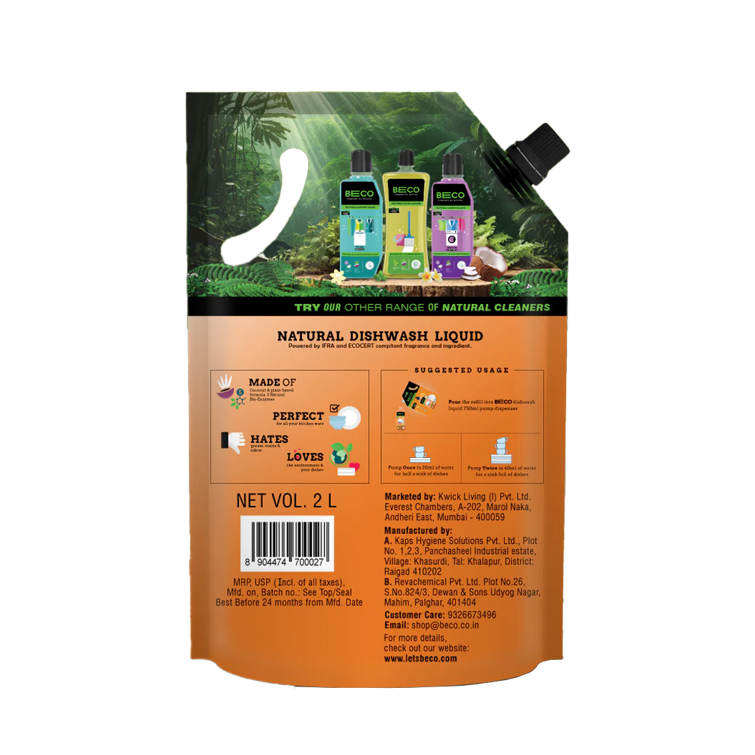 Natural Dishwash Liquid Refill - 2 litre