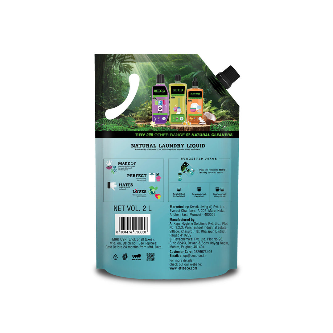 BECO Natural Laundry Cleaner Liquid Refill | Top Load - 2 litre