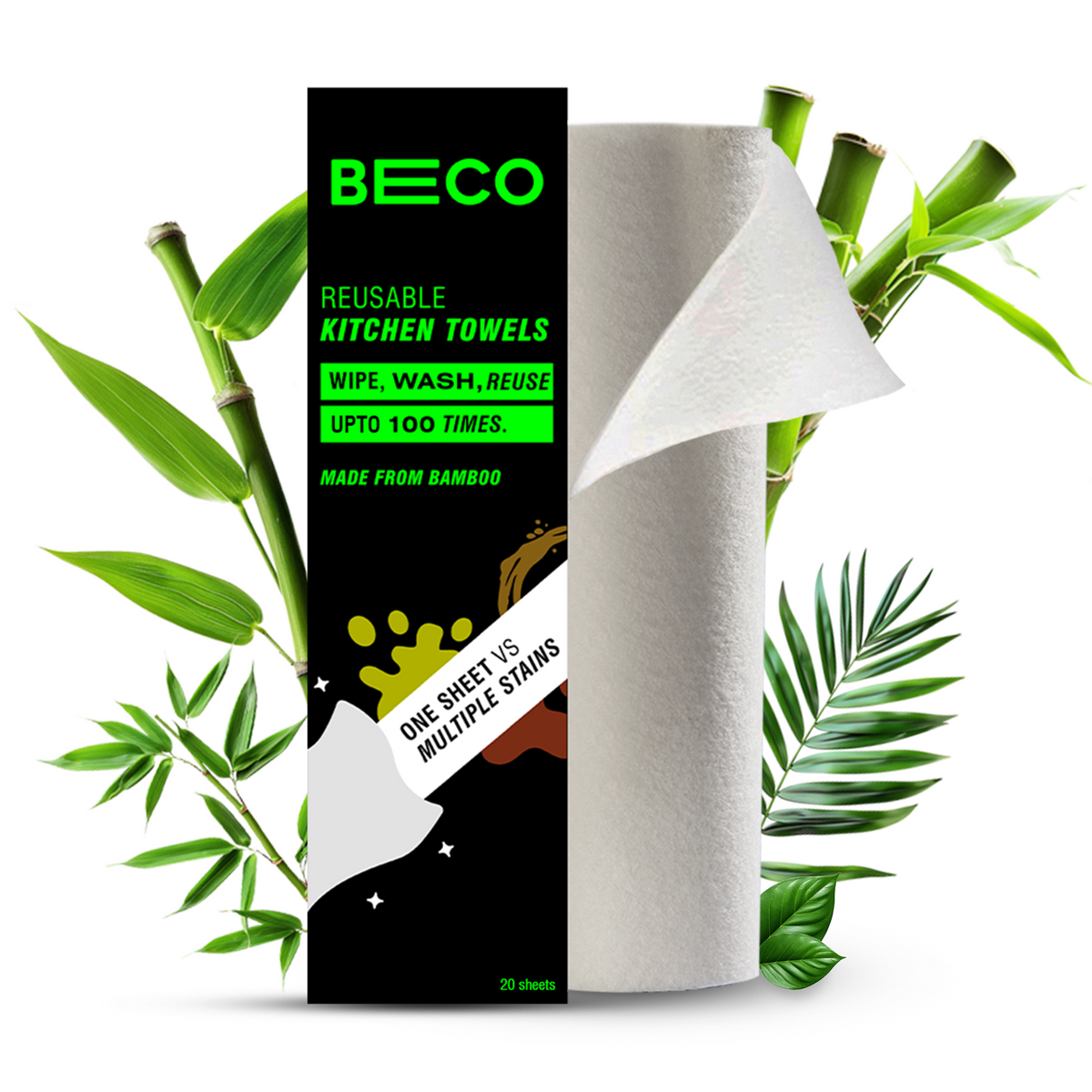 Reusable Bamboo Kitchen Towel - 20 Sheets_