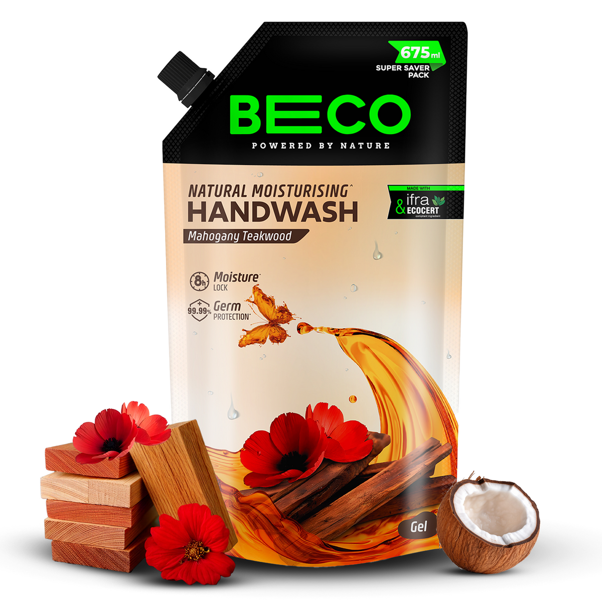 Natural Moisturising Handwash Mahogany Teakwood - 675 ml