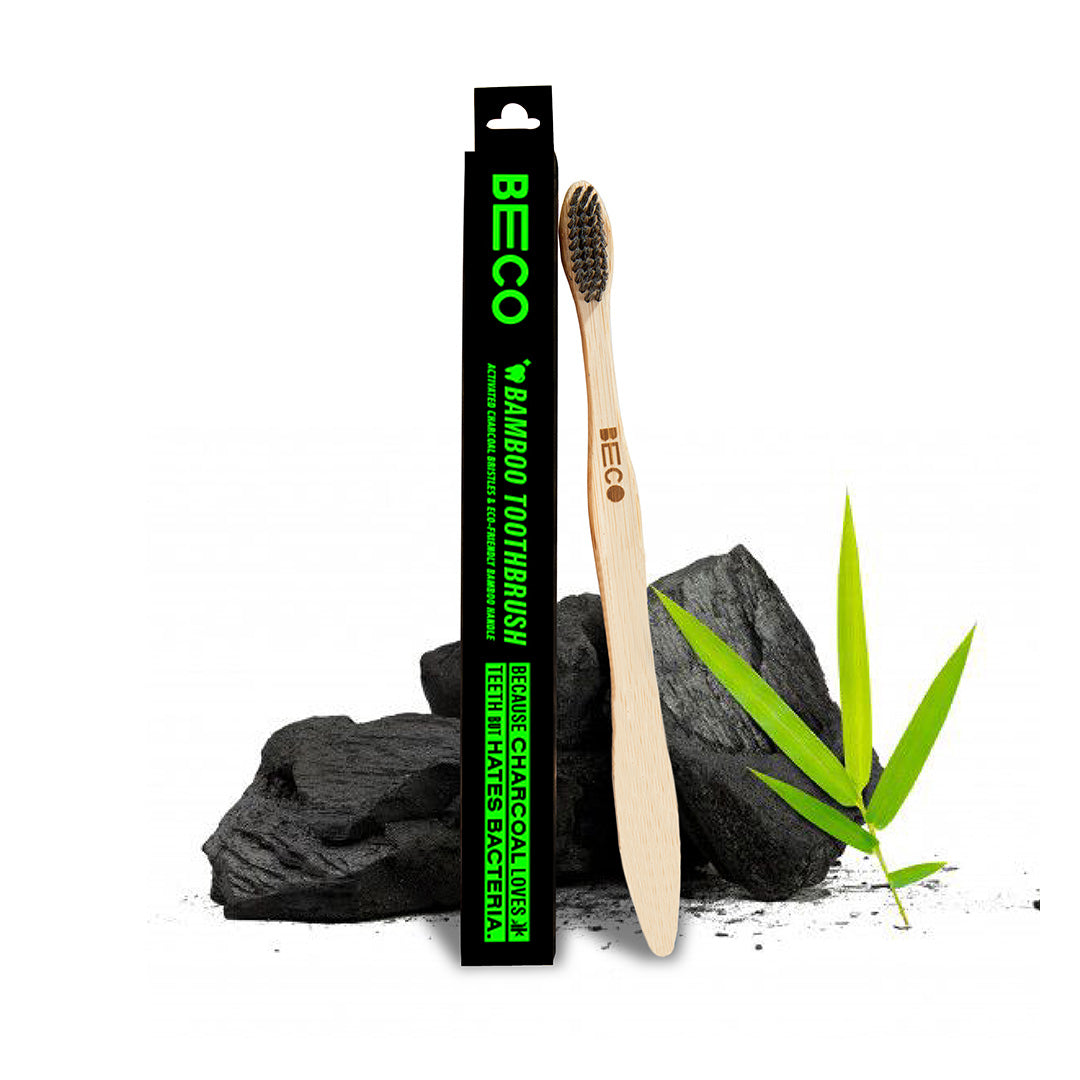 Bamboo Toothbrush with Activated Charcoal Bristles, Single