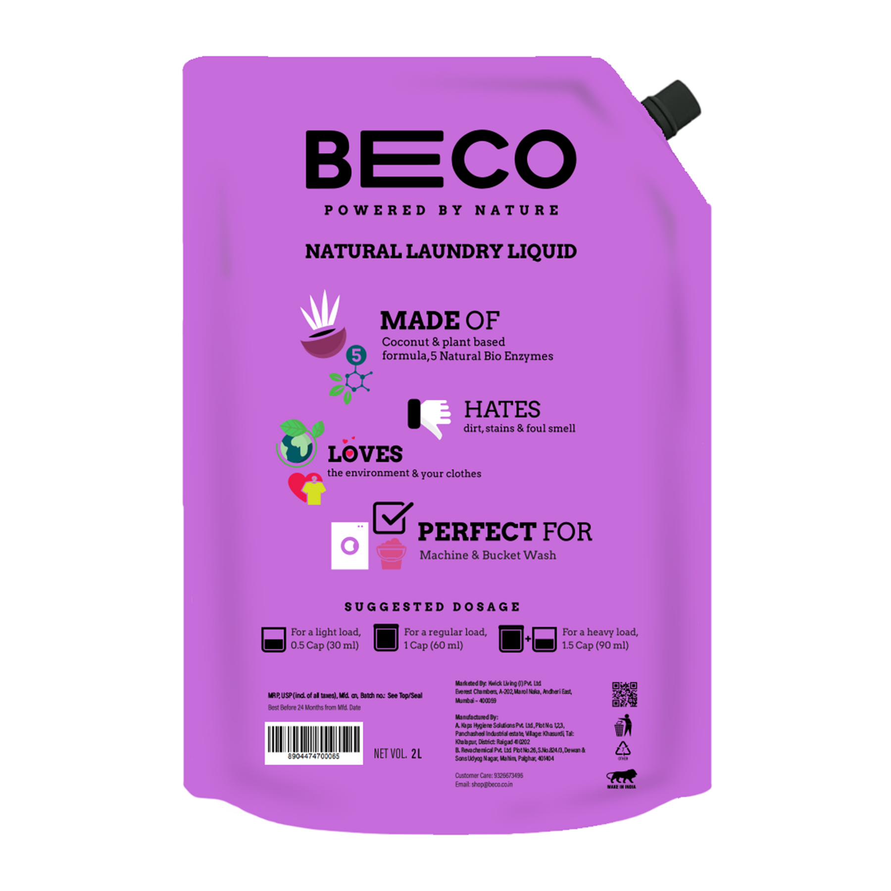 Natural Laundry Cleaner Liquid Refill | Front Load - 2 litre_