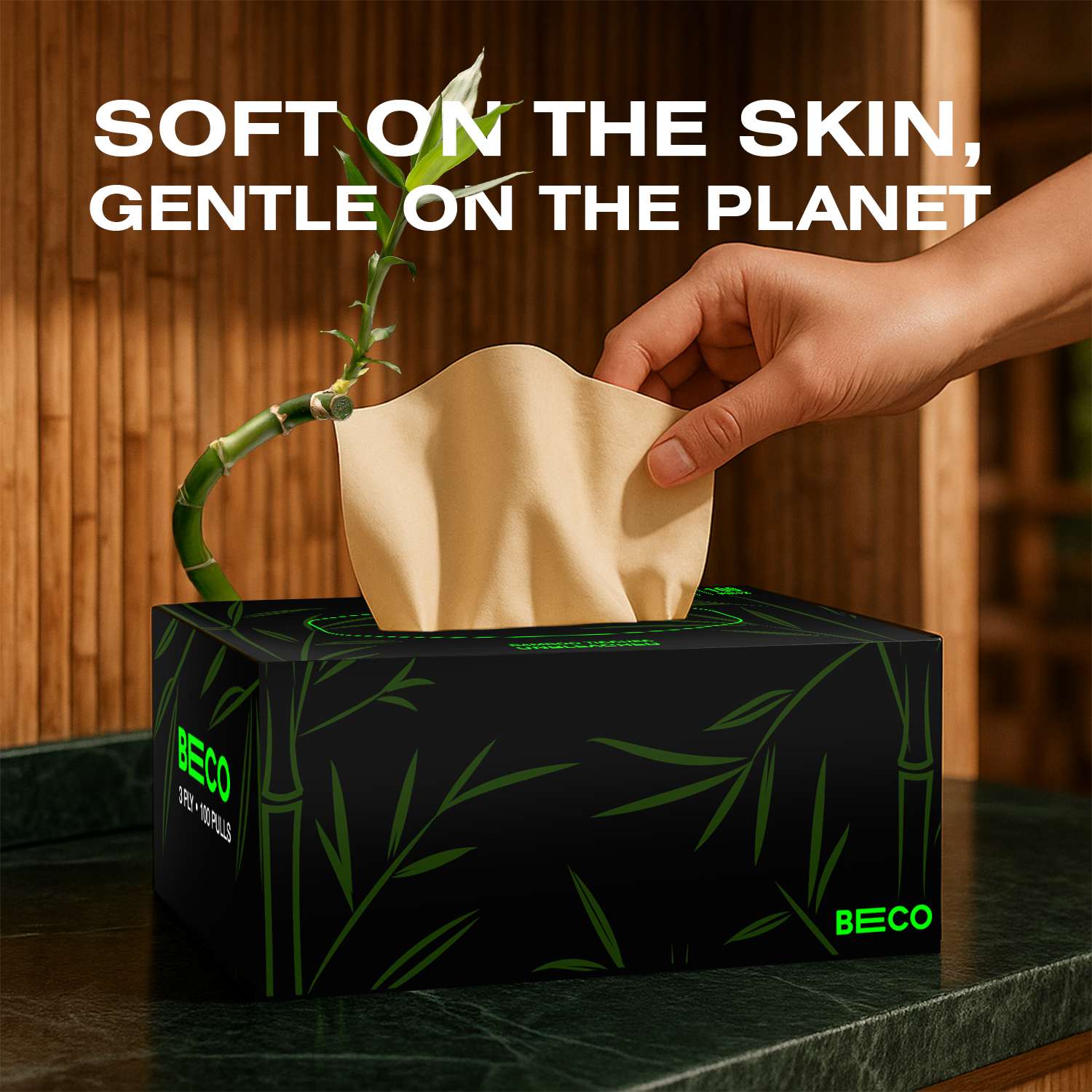Bamboo Facial Tissue 100 Pulls 3ply