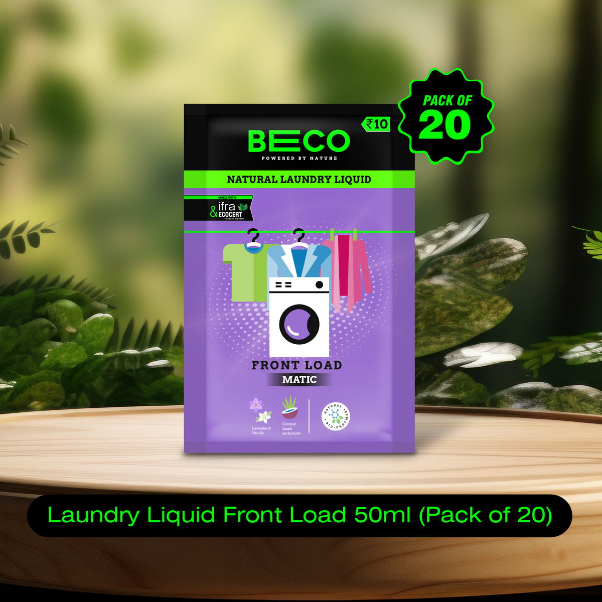Natural Laundry Liquid Front Load 50 ML Sachet (Pack of 20)