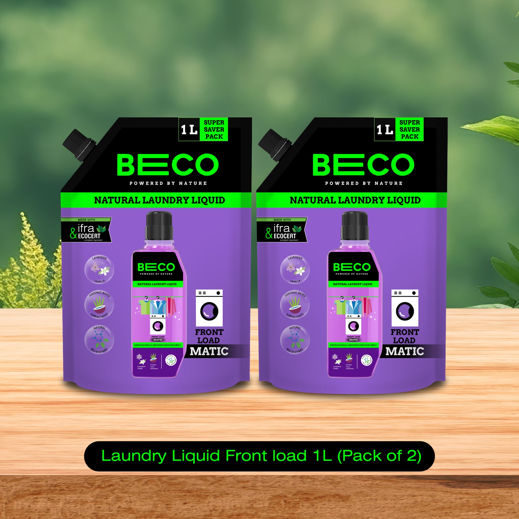Natural Laundry Cleaner Liquid Refill | Front Load - 1 litre pack of 2