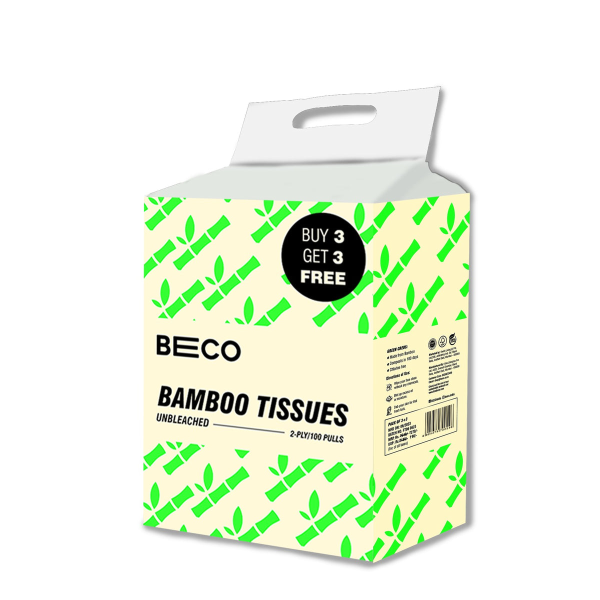 Bamboo Facial Tissues - 100 pulls | Pack of 6_ ^^