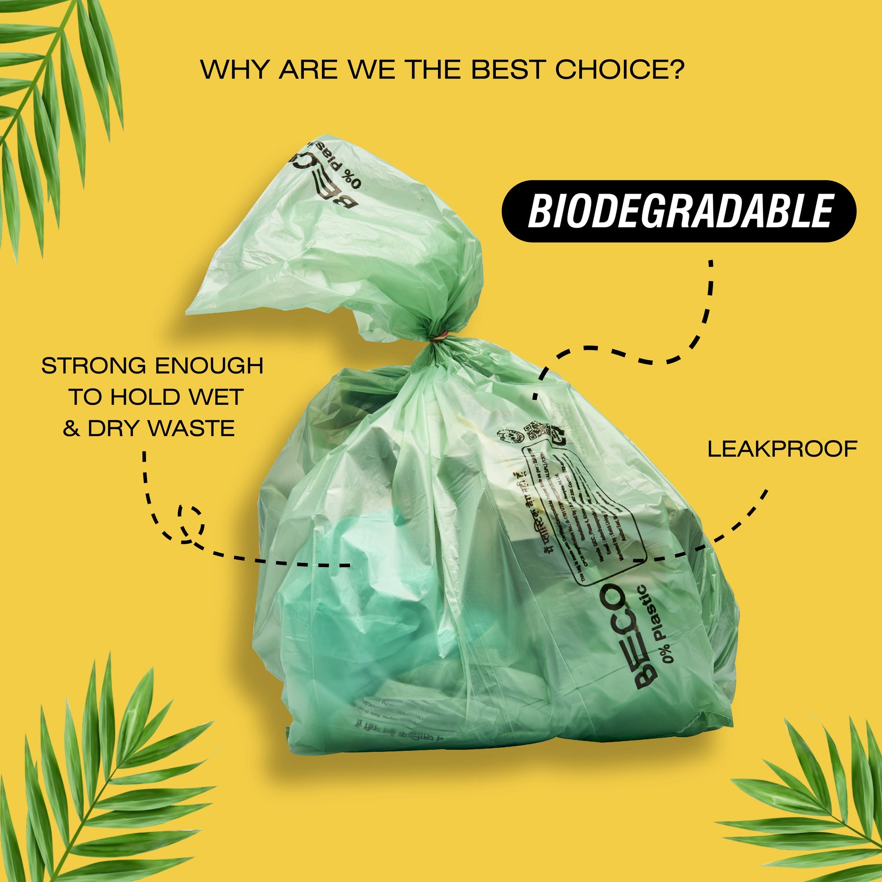 Biodegradable Medium Garbage Bags, 19" x 21", Pack of 3, 30 bags/roll