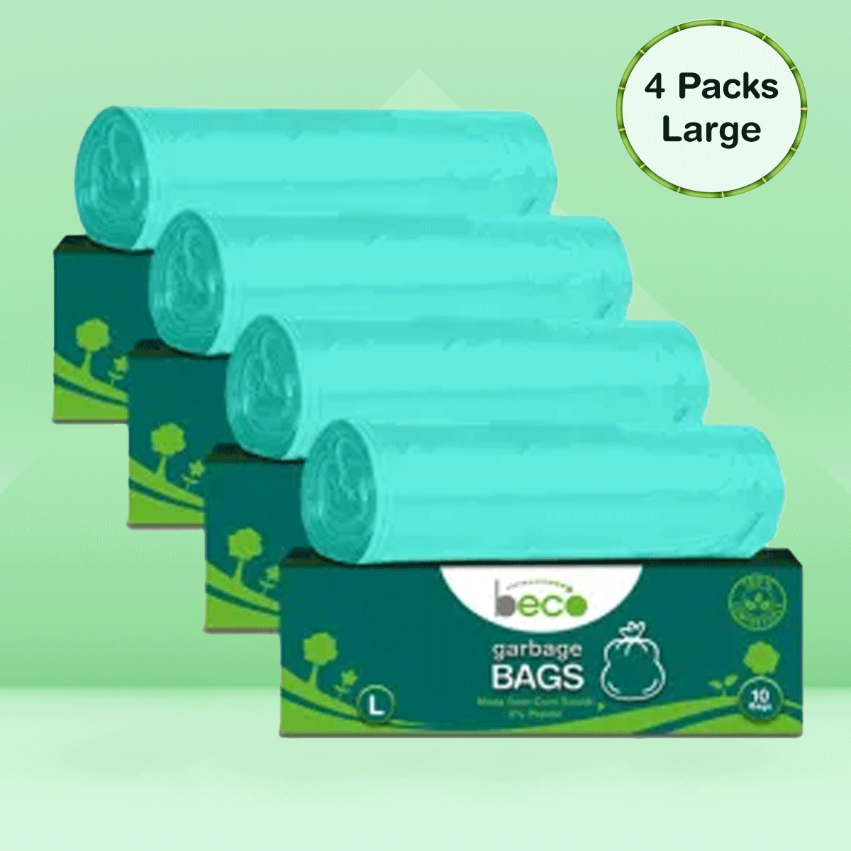 Compostable Large Garbage Bags - Pack of 4 - 10 bags/roll | Beco